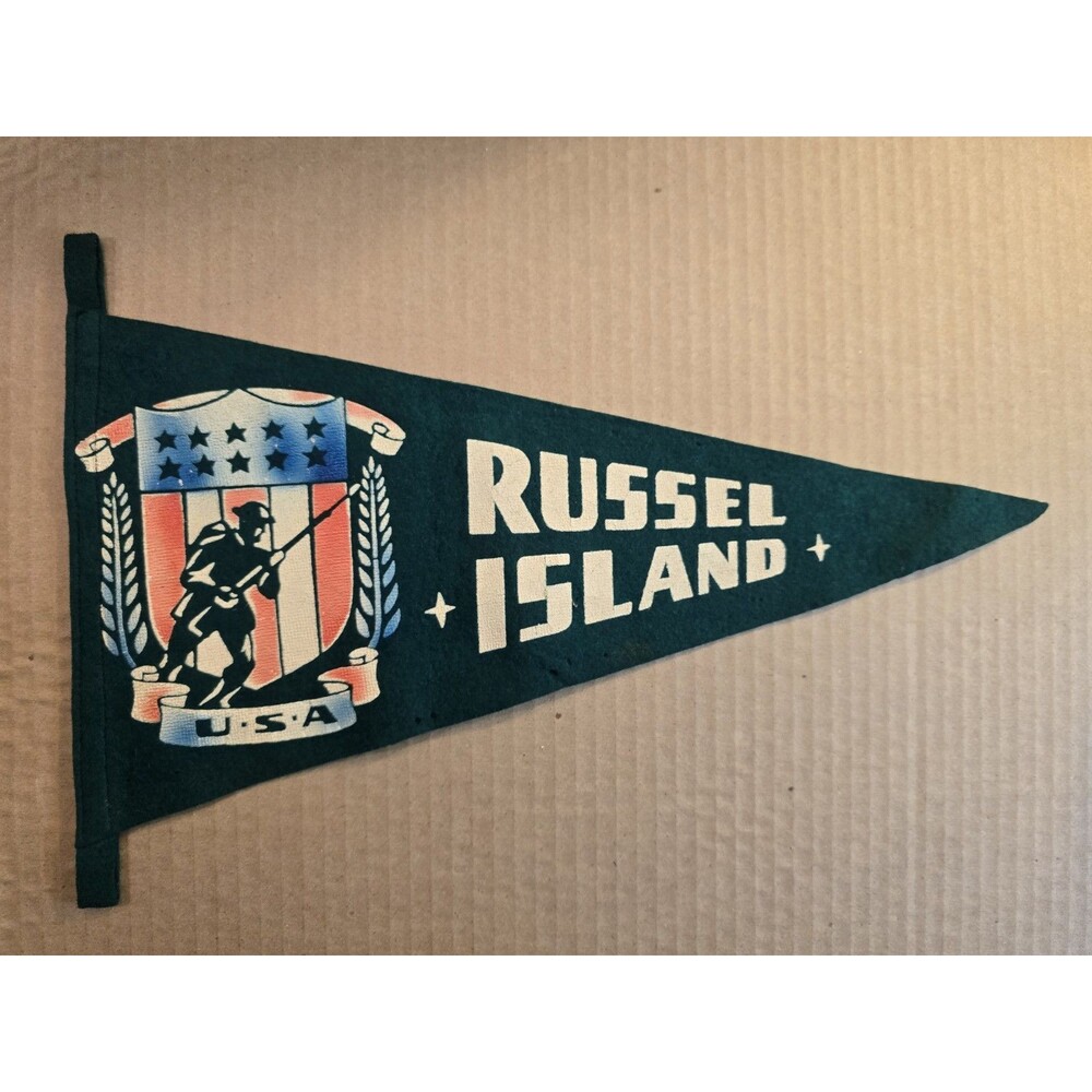 Russell Island Felt Pennant World War 2 Pacific Island US Naval Base 15"x9.5"